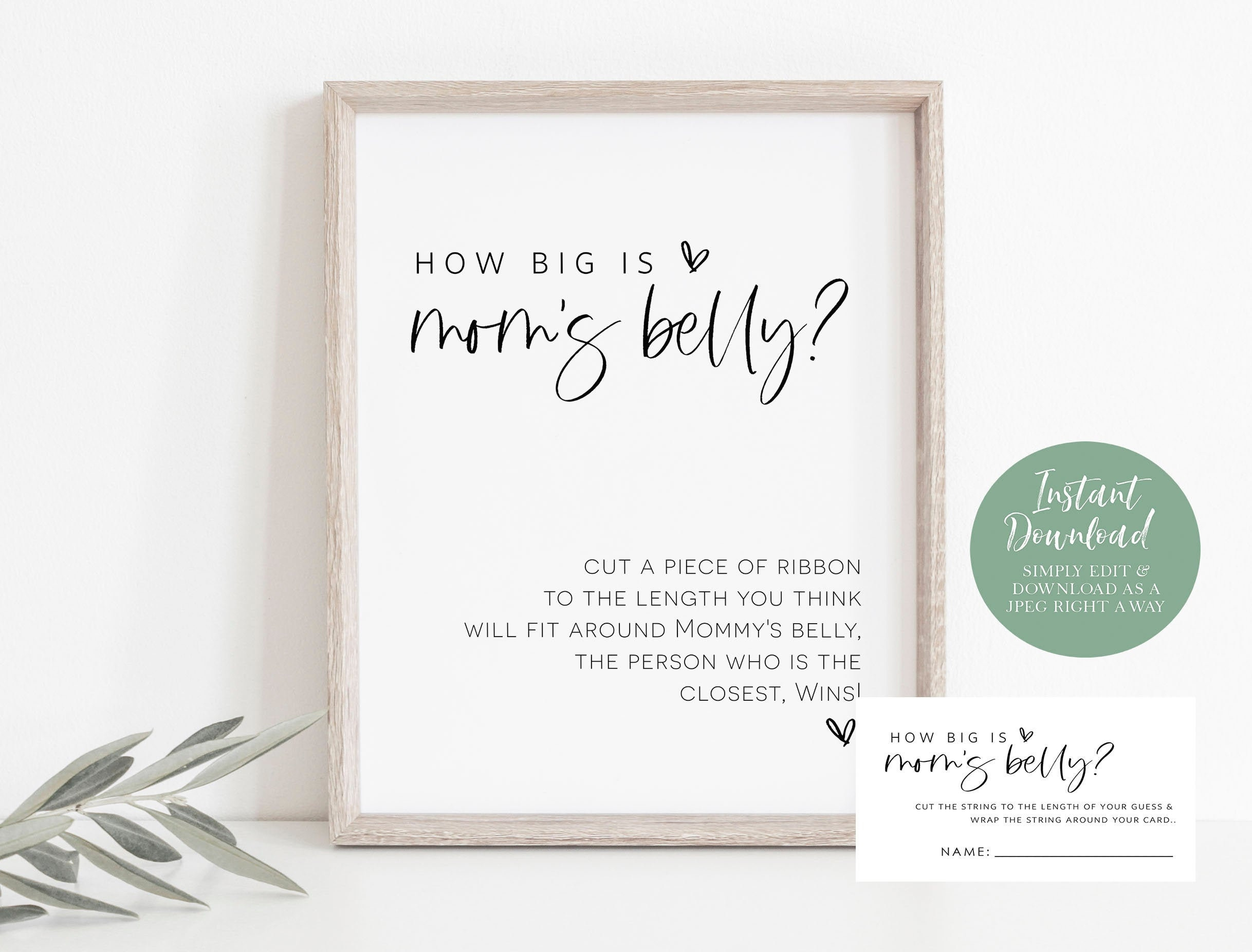 Guess How Big Mommy&amp;#039;S Belly Is Game, Minimalist Baby Shower Game intended for Measure Mommy&amp;amp;#039;s Belly Free Printable