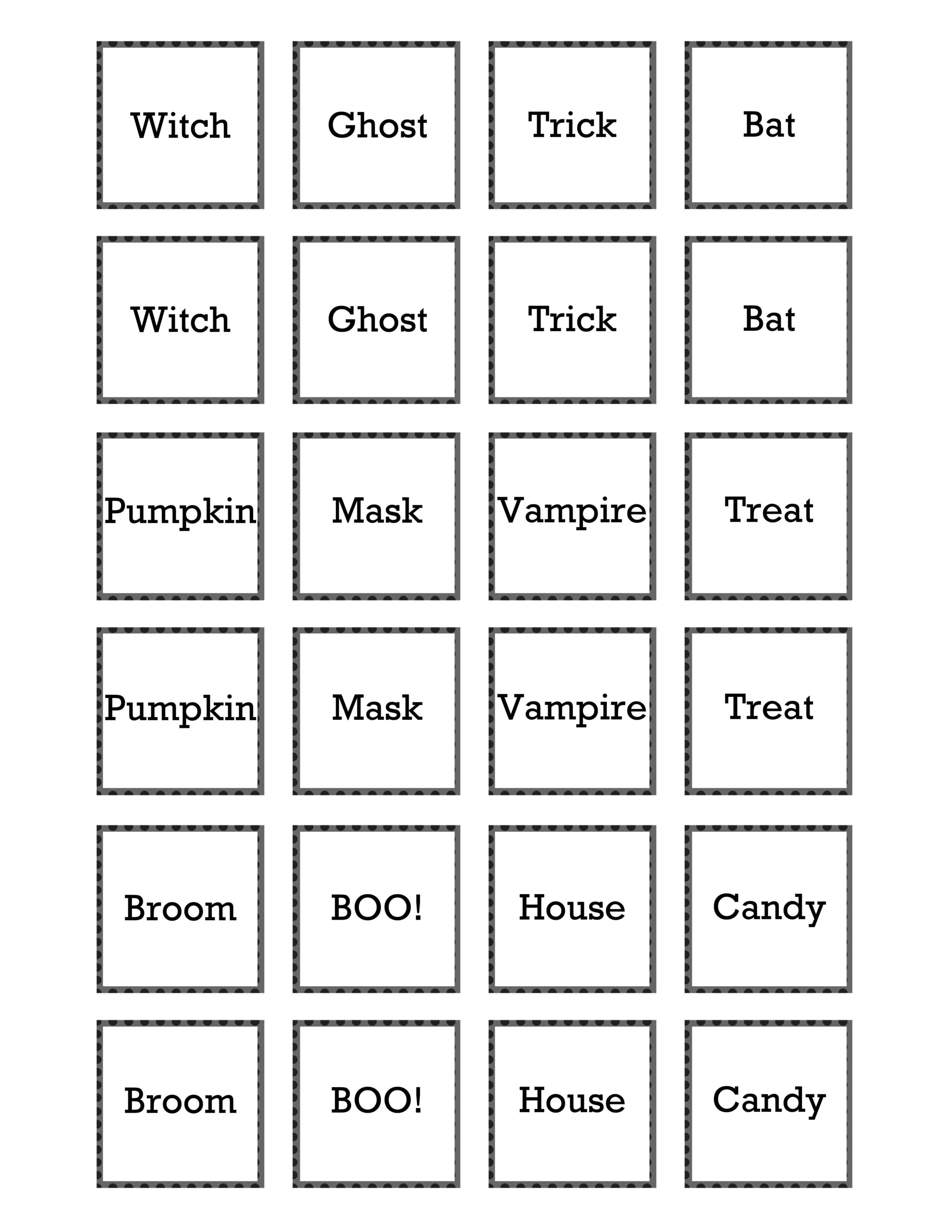 Halloween Printable Memory Game - 30 Minute Crafts with Free Printable Memory Games For Adults