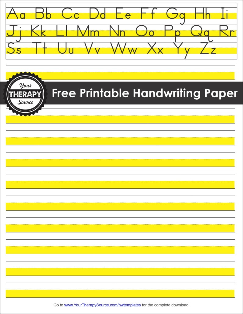 Handwriting Paper Printable - Free - Your Therapy Source inside Free Printable Occupational Therapy Handwriting Worksheets