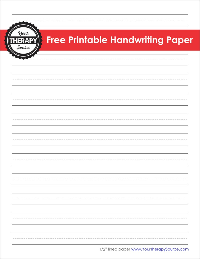 Handwriting Paper Printable - Free - Your Therapy Source with Free Printable Occupational Therapy Handwriting Worksheets