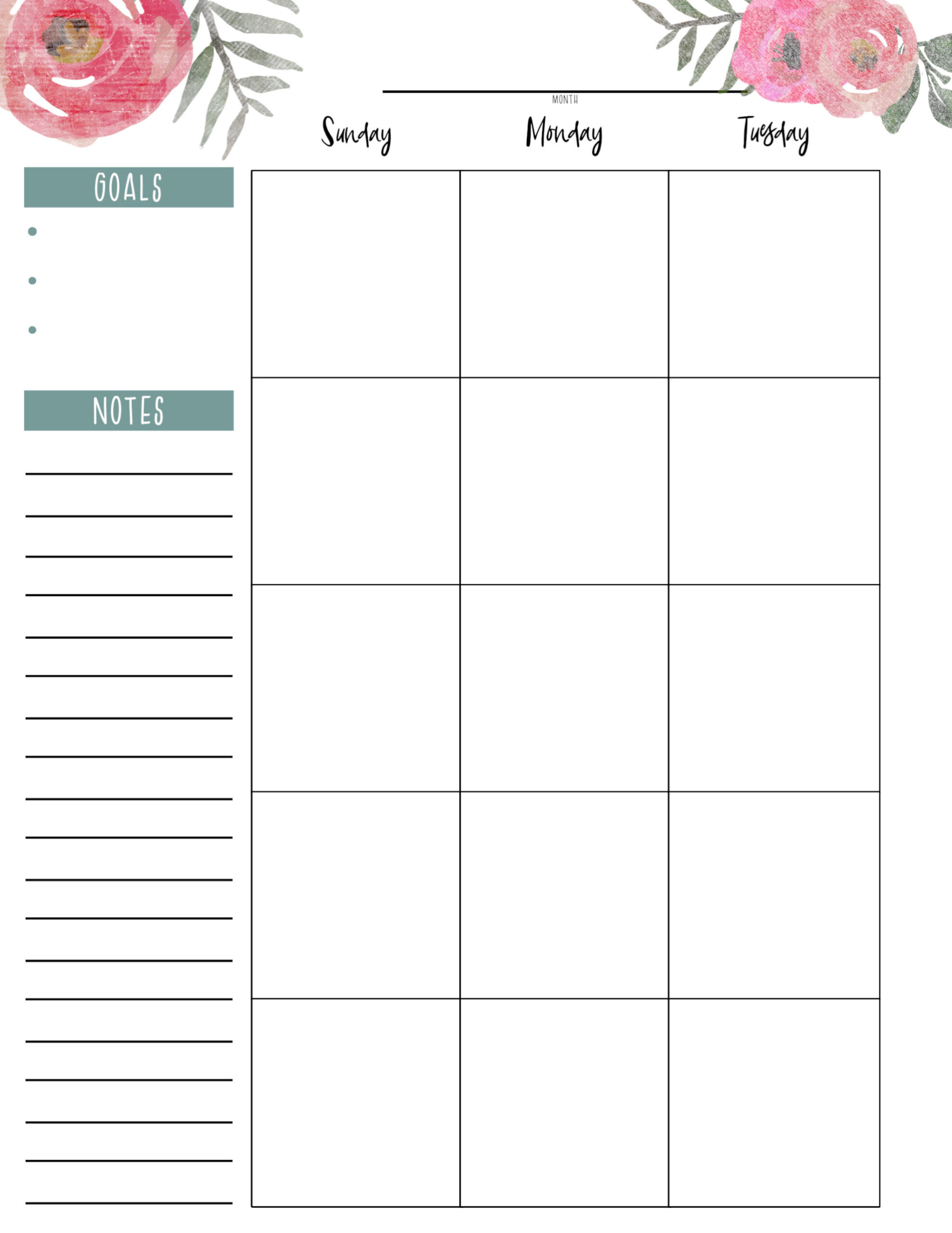 Happy Planner Free Printable Pages - Floral - Paper Trail Design in Happy Planner Free Printable