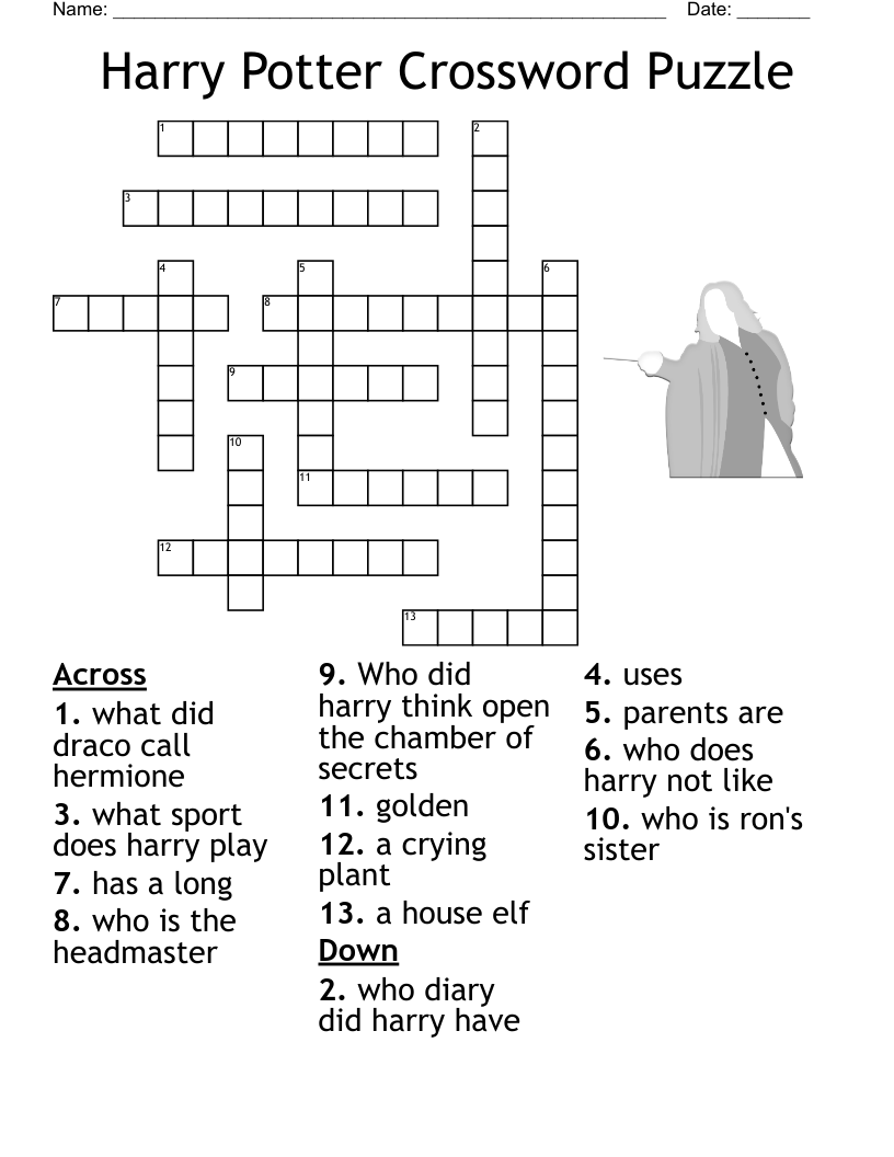 Harry Potter Crossword Puzzle - Wordmint throughout Harry Potter Crossword Puzzle Printable