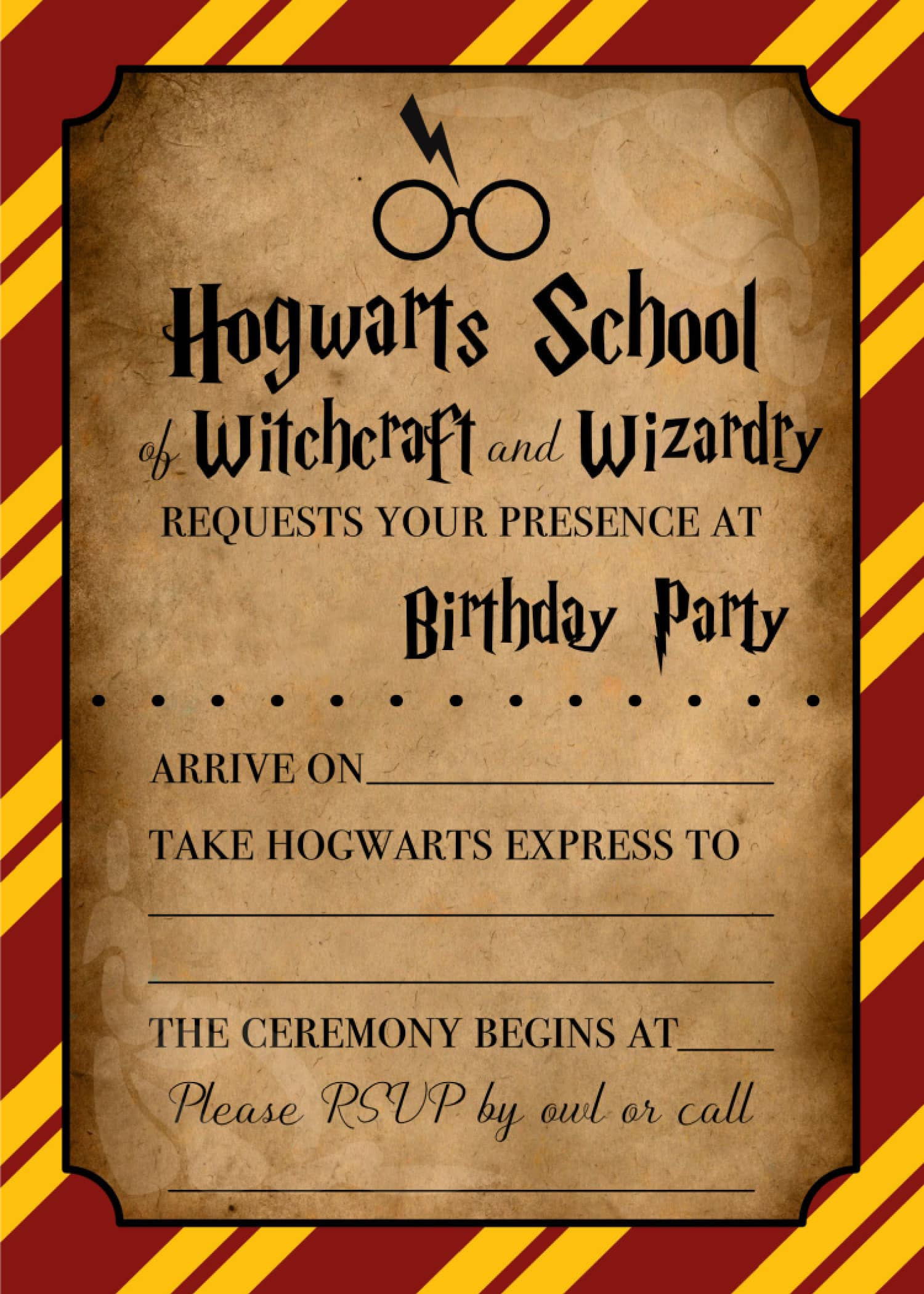 Harry Potter Invitations (Free Printables) | Fun Money Mom regarding Harry Potter Birthday Card Printables Free