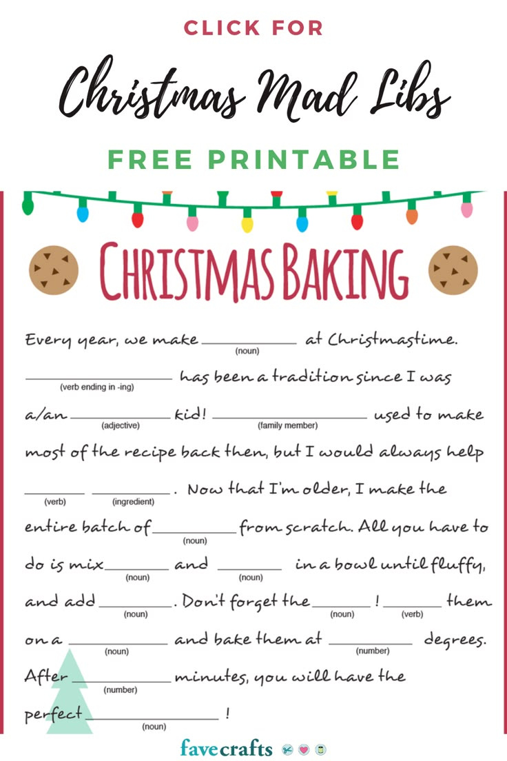 Holiday Baking Christmas Mad Libs Printable with regard to Christmas Mad Libs Printable Free