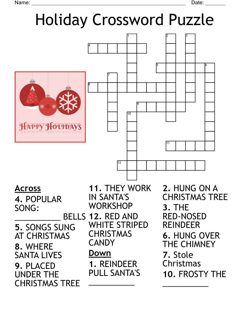 Holiday Crossword Puzzle - Wordmint for Holiday Crossword Puzzle Printable