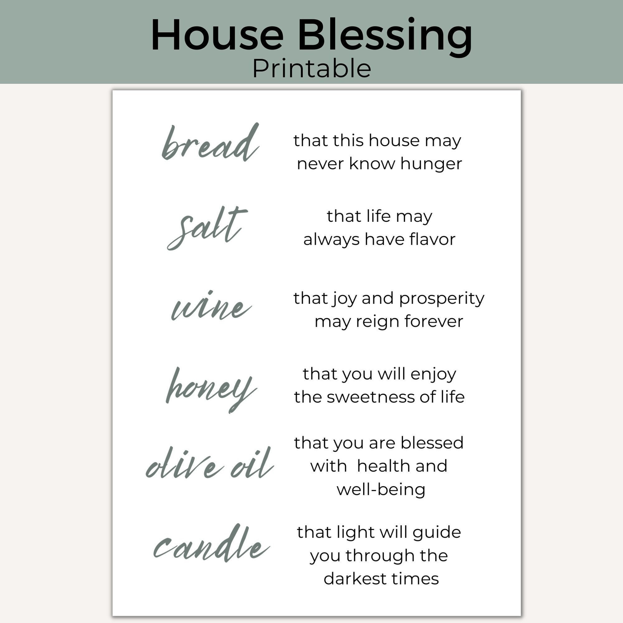 Housewarming Printable House Blessing Printable Bread, Salt, Wine for Free Printable Bread, Wine, and Salt Housewarming Poem