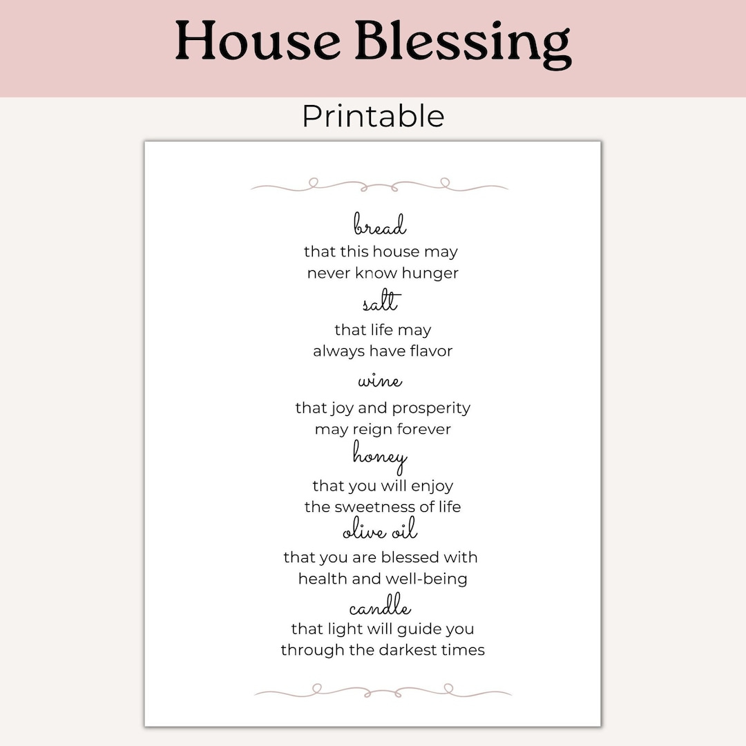 Housewarming Printable House Blessing Printable Bread, Salt, Wine with regard to Free Printable Housewarming Poem