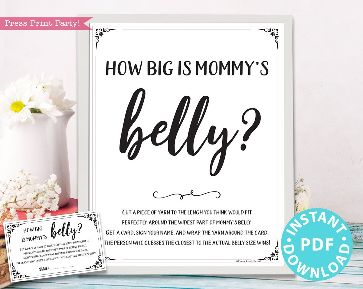 How Big Is Mommy&amp;#039;S Belly Sign Printable, Baby Shower Game Template in Measure Mommy&amp;#039;S Belly Free Printable