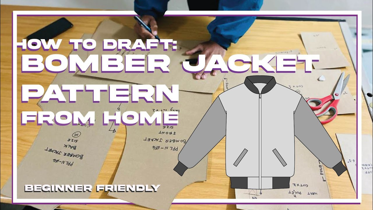 How To Draft: Bomber Jacket Pattern (Printable Pdf Included) At Home. Beginner Friendly Tutorial pertaining to Printable Bomber Jacket Pattern Free