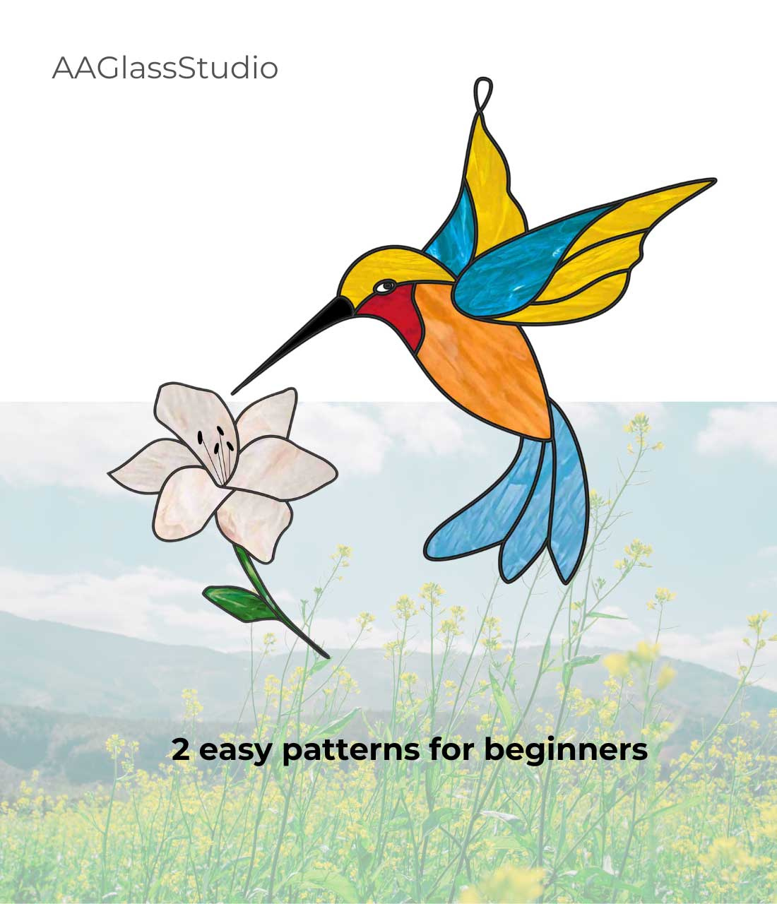 Hummingbird Stained Glass Pattern For Beginner Set 2 - Aaglassstudio throughout Free Printable Stained Glass Hummingbird Patterns