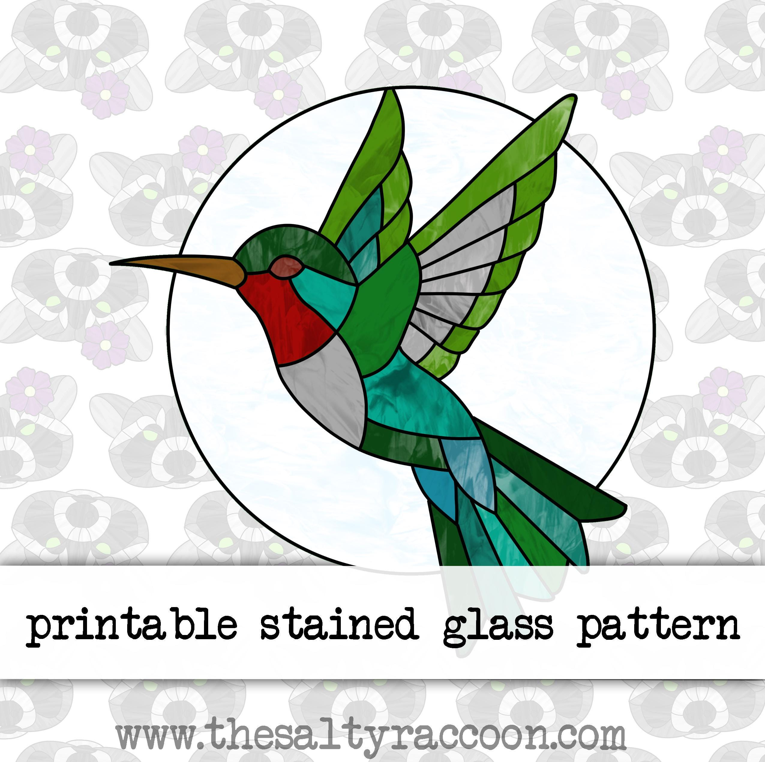 Hummingbird Stained Glass Pattern Includes Printable Pages And in Free Printable Stained Glass Hummingbird Patterns