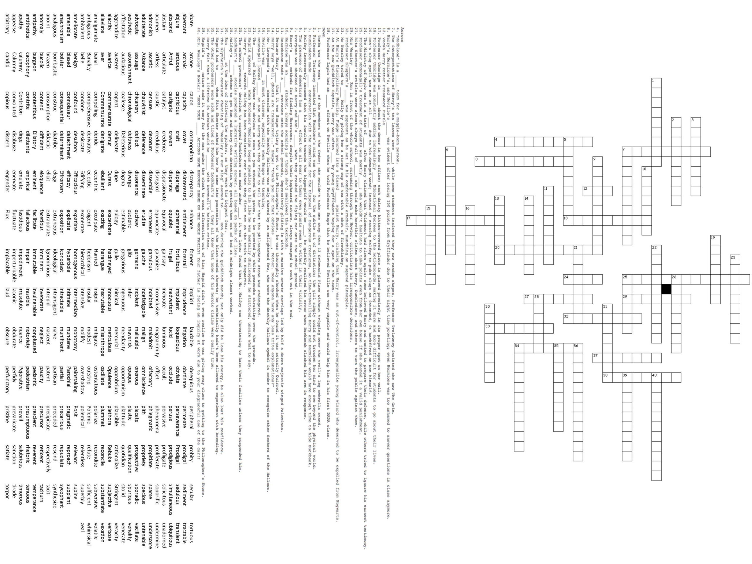 I Made A Harry Potter Crossword Puzzle To Help Me Study For The pertaining to Harry Potter Crossword Printable