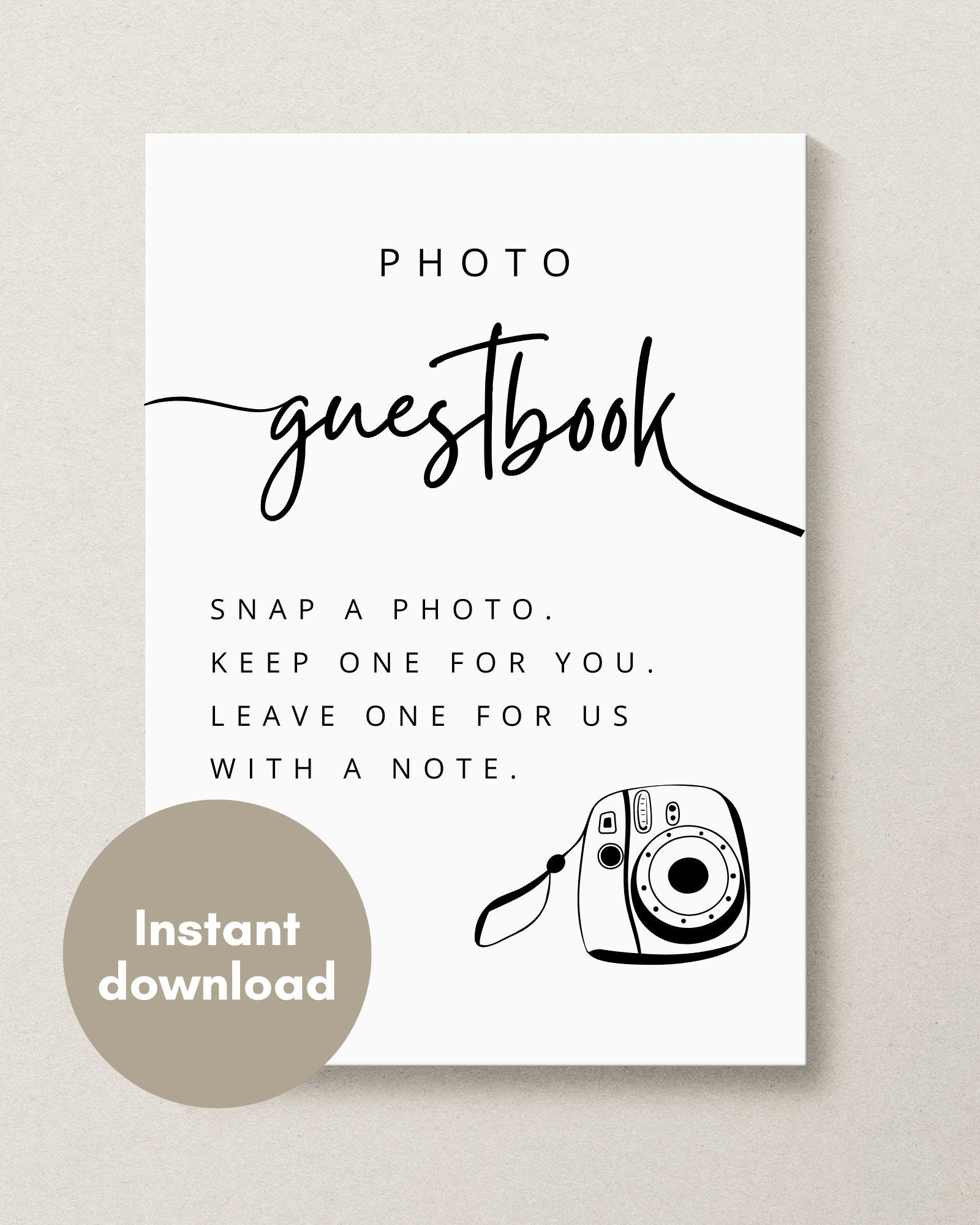 Instant Download Instax Mini Photo Guestbook Sign Minimalist with regard to Polaroid Guest Book Sign Printable Free