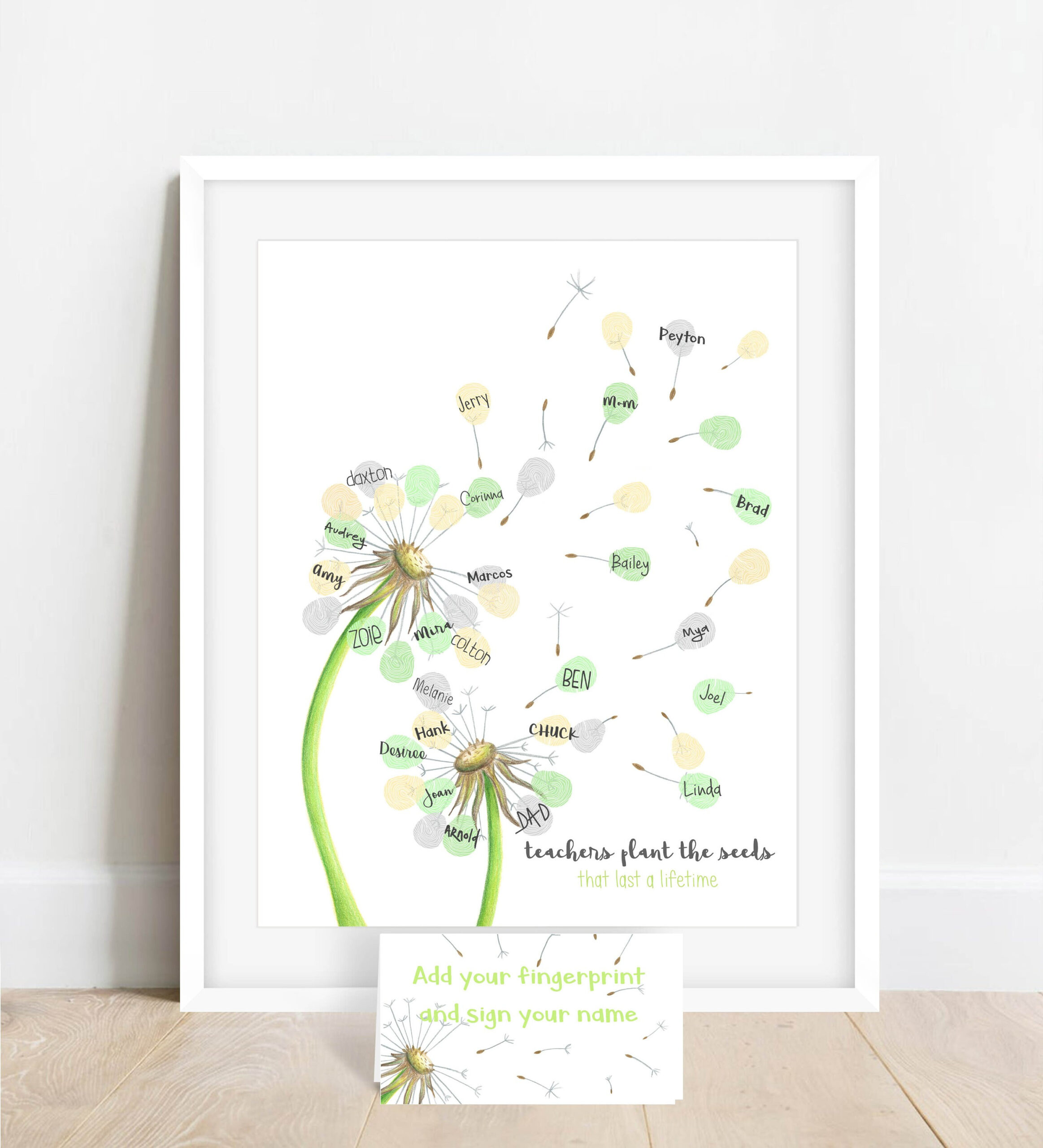 Instant Download Thumbprint Dandelion, Teacher Appreciation with Printable Free Thumbprint Dandelion Template