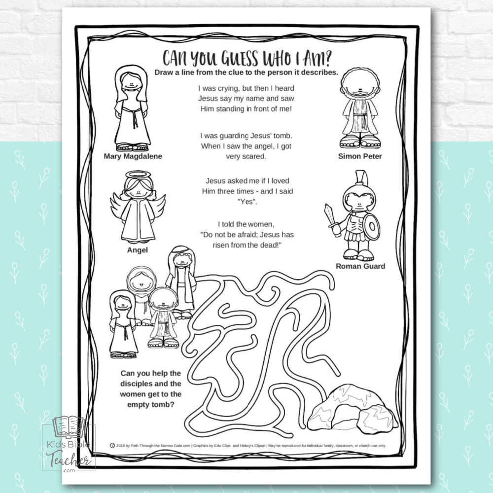 Jesus&amp;#039; Resurrection Easter Activity Pages - Kids Bible Teacher pertaining to Easter Story Printables Free