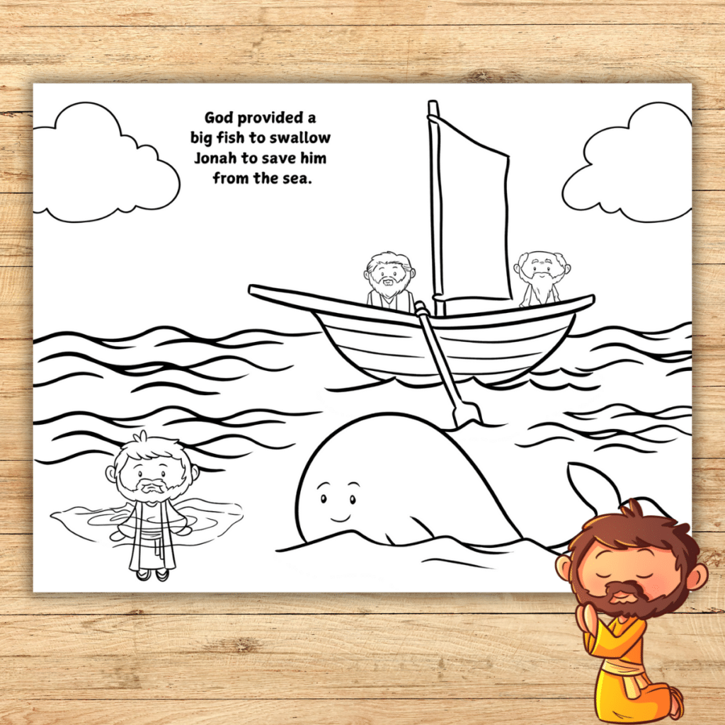 Jonah And The Big Fish Coloring Page (Free Printable) - Simply inside Free Printable Jonah And The Whale Coloring Page