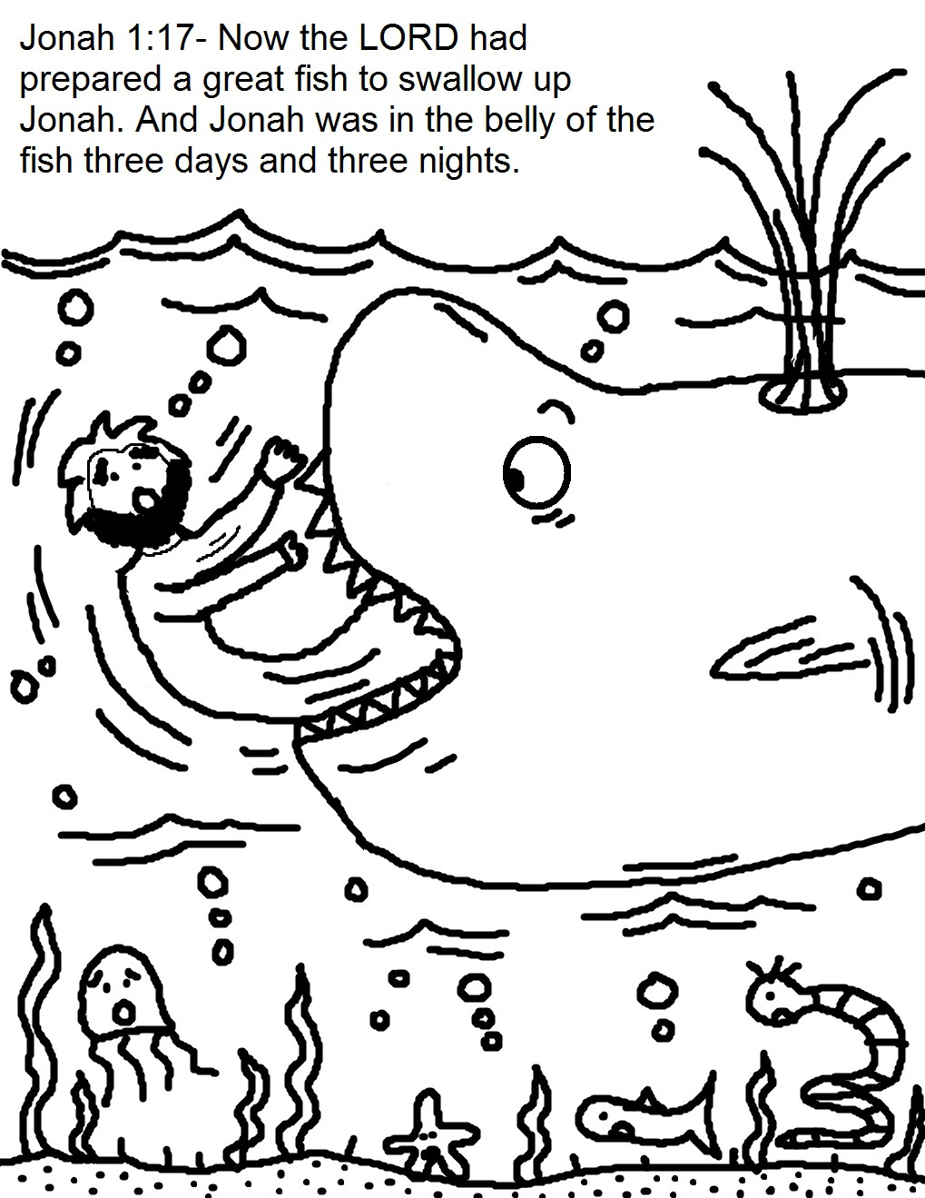 Jonah And The Whale Coloring Pages throughout Free Printable Jonah and the Whale Coloring Page