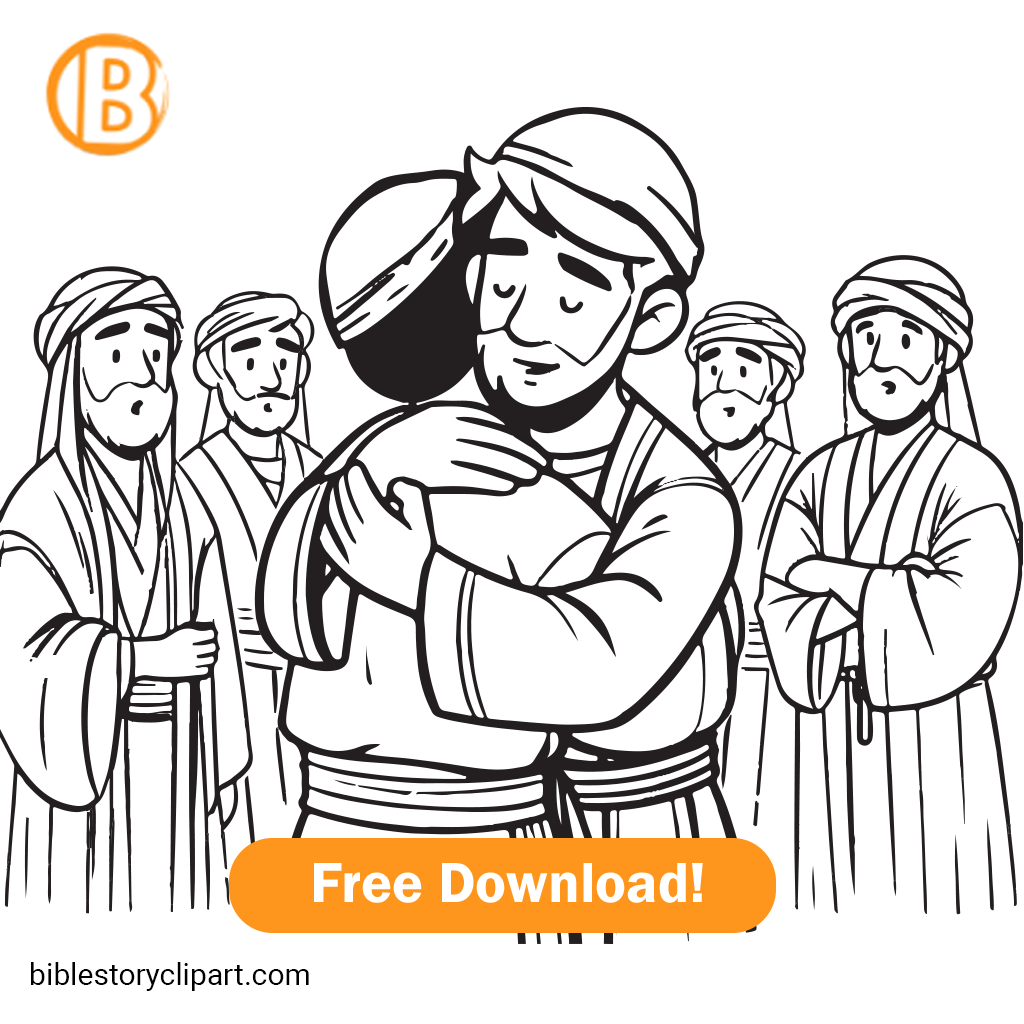 Joseph Forgiving His Brothers Coloring Page - Bible Story Clipart pertaining to Free Printable Joseph Forgives His Brothers Craft