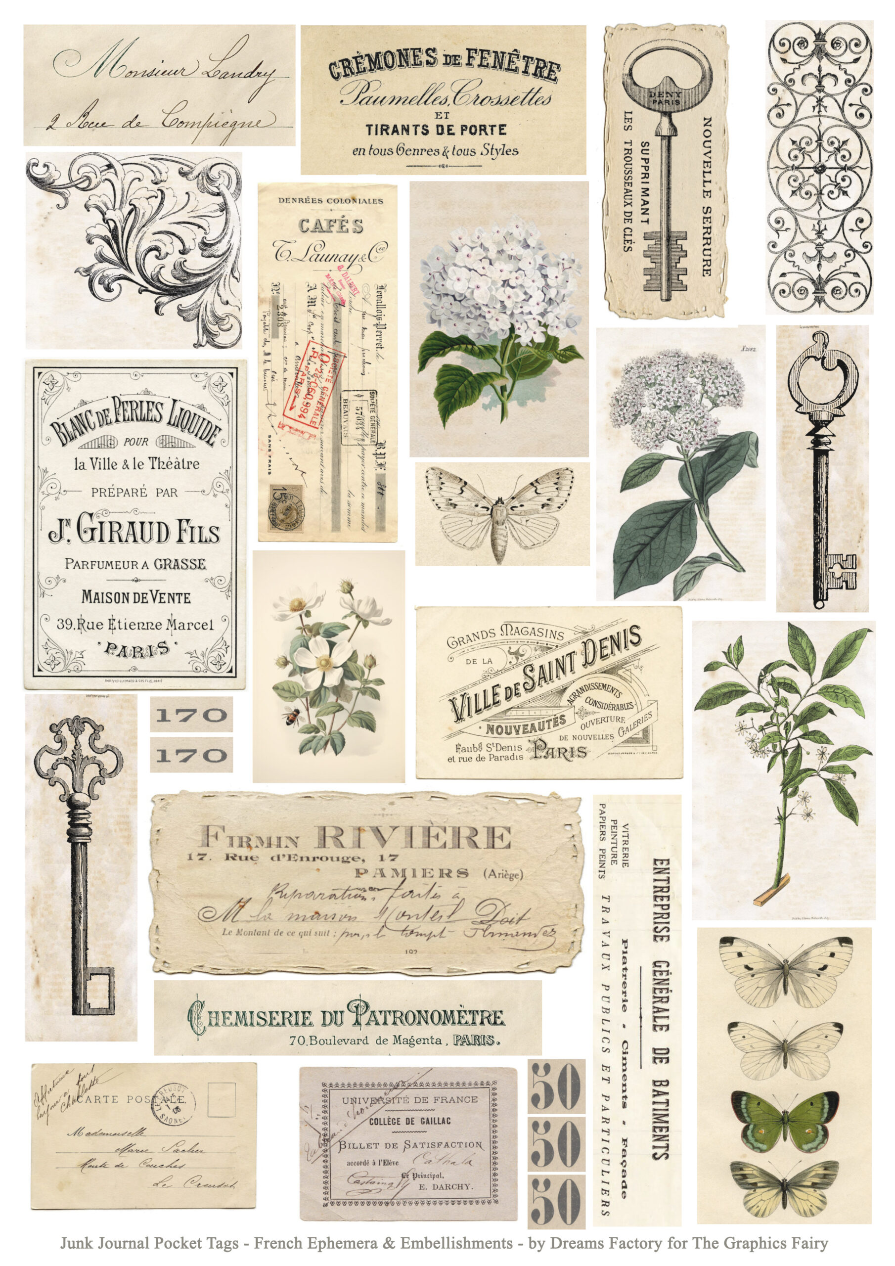 Junk Journal Pockets: (Free Printables!) - The Graphics Fairy for Antique Free Junk Journal Vintage Printables