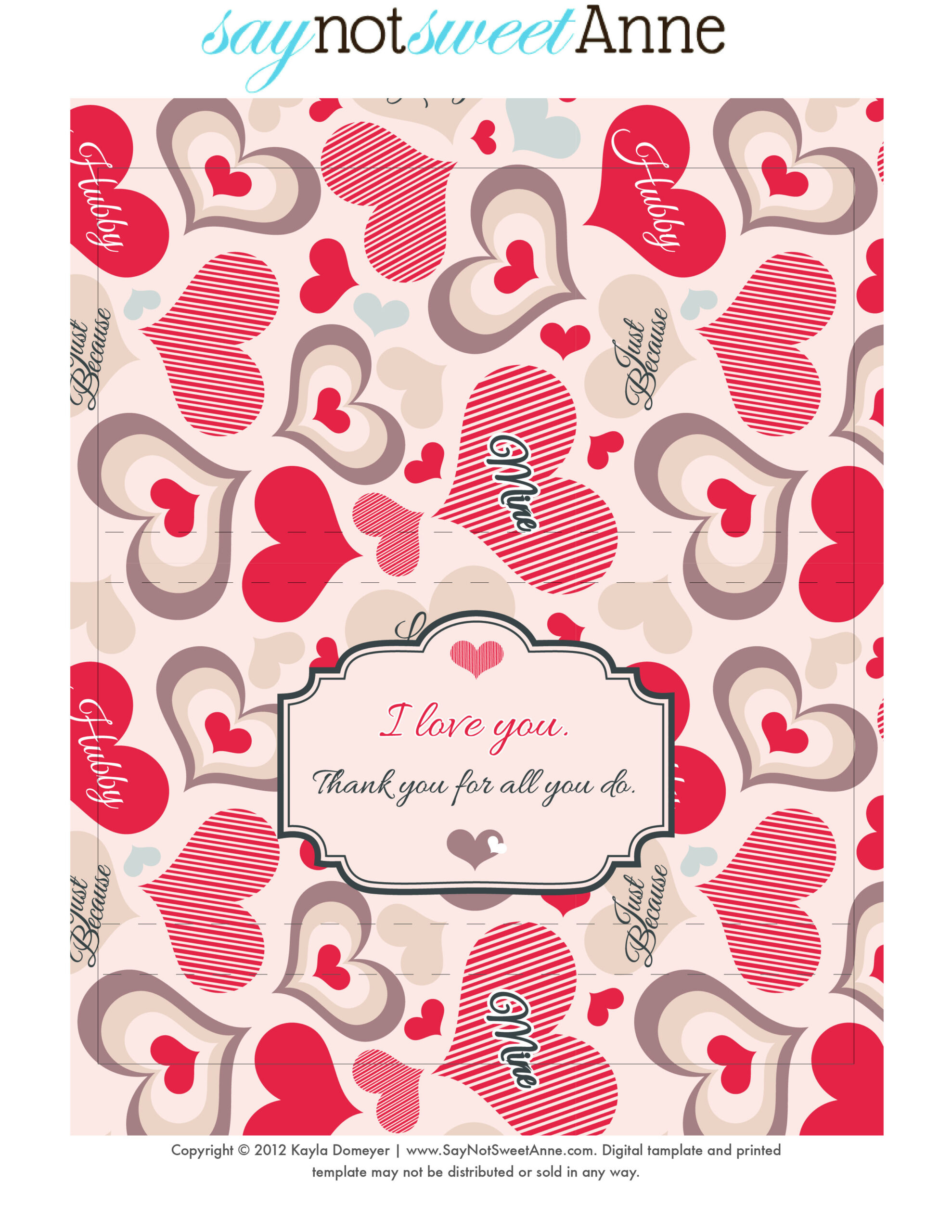 Just Because Candy [Free Printable] - Sweet Anne Designs intended for Valentine Candy Wrappers Free Printables