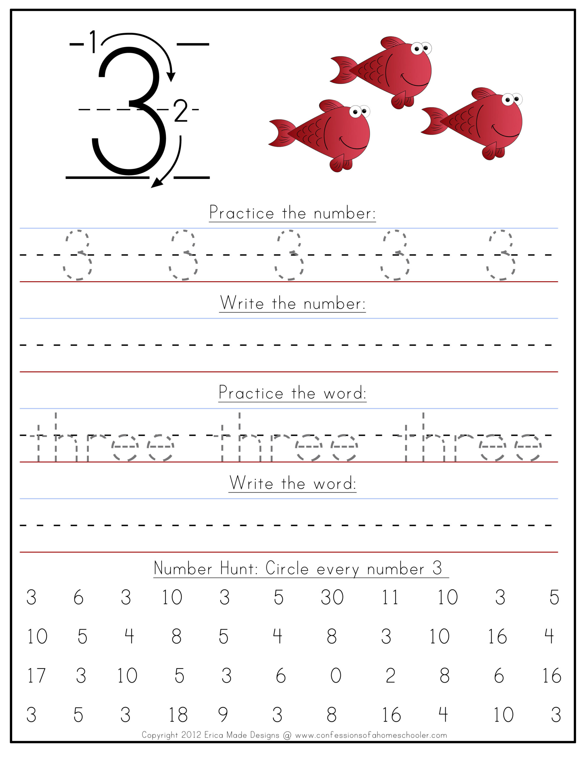 Kindergarten Number Writing Worksheets - Confessions Of A Homeschooler within Confessions Of A Homeschooler Free Printables