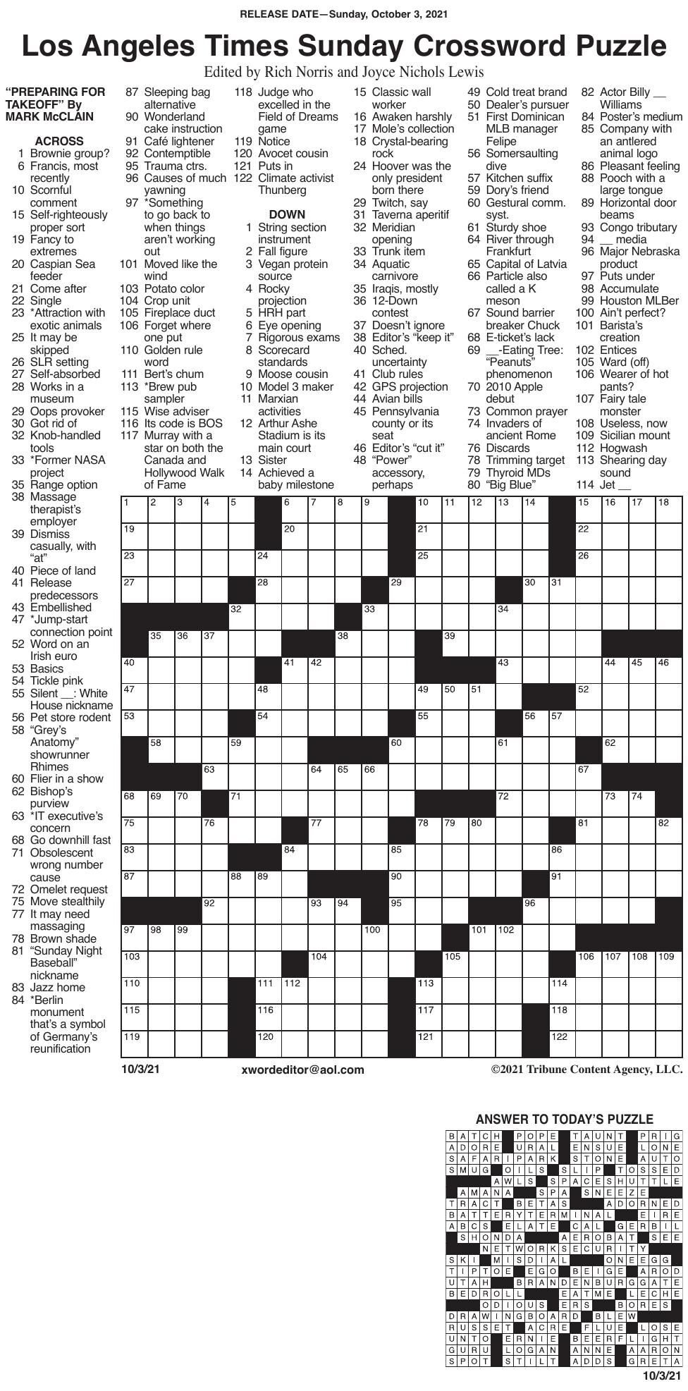 La 2025 Times Crossword with regard to La Times Printable Crossword Puzzles 2025