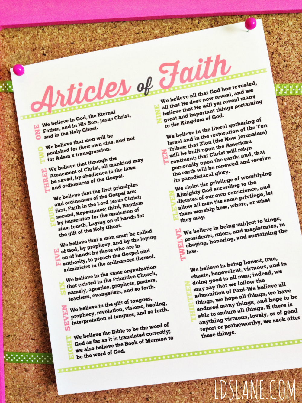 Latter Day Lane: Articles Of Faith - Free Printable for Articles of Faith Printable Free