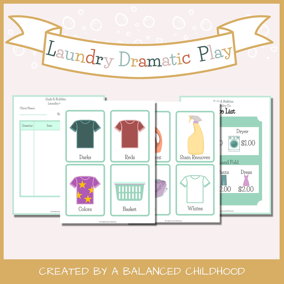 Laundry/Laundromat Pretend Play/Dramatic Play Printables | A Balanced Childhood pertaining to Laundromat Dramatic Play Free Printables