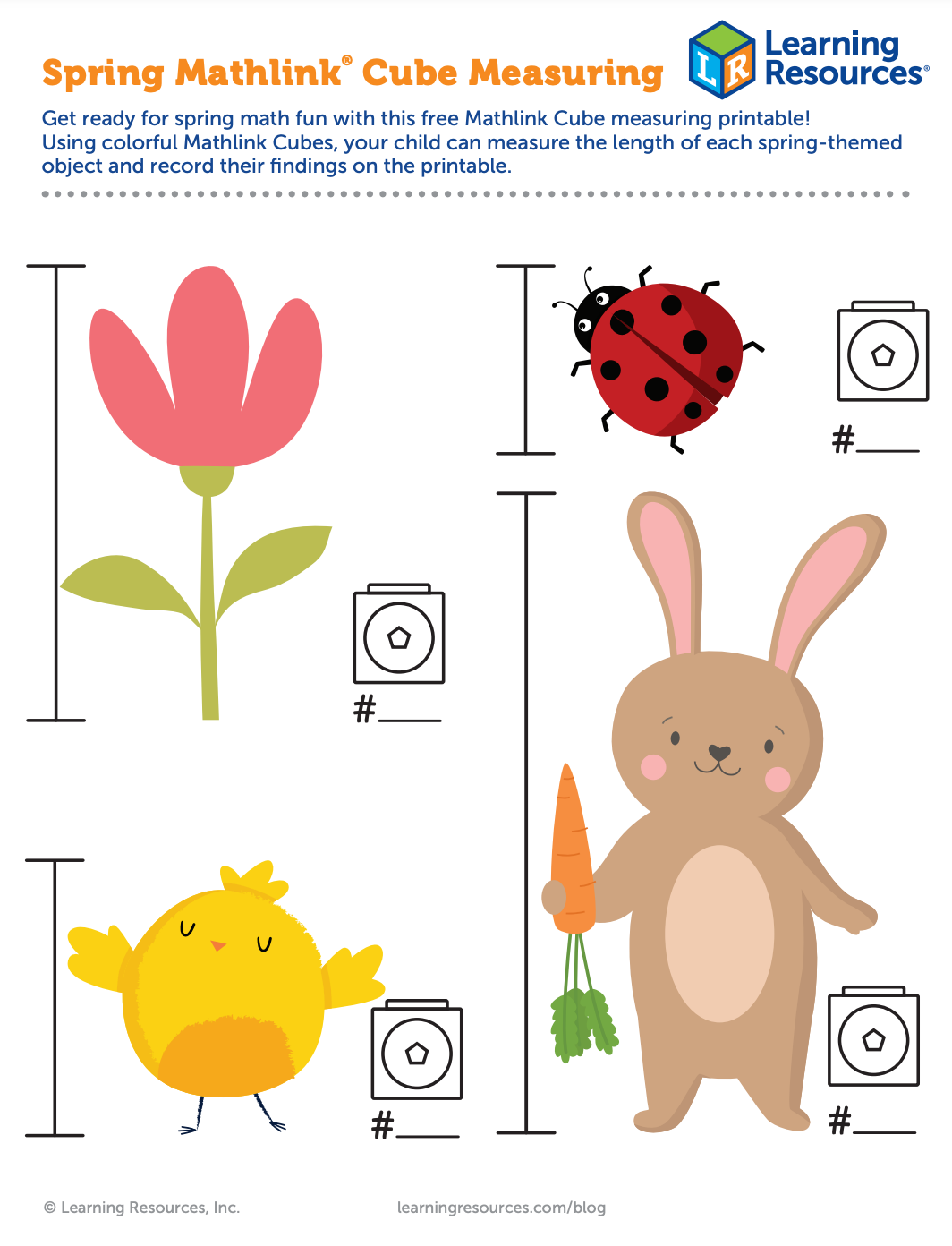 Learning Resources&amp;#039; Printable Spring Mathlink Cube Measuring for Mathlink Cubes Free Printables