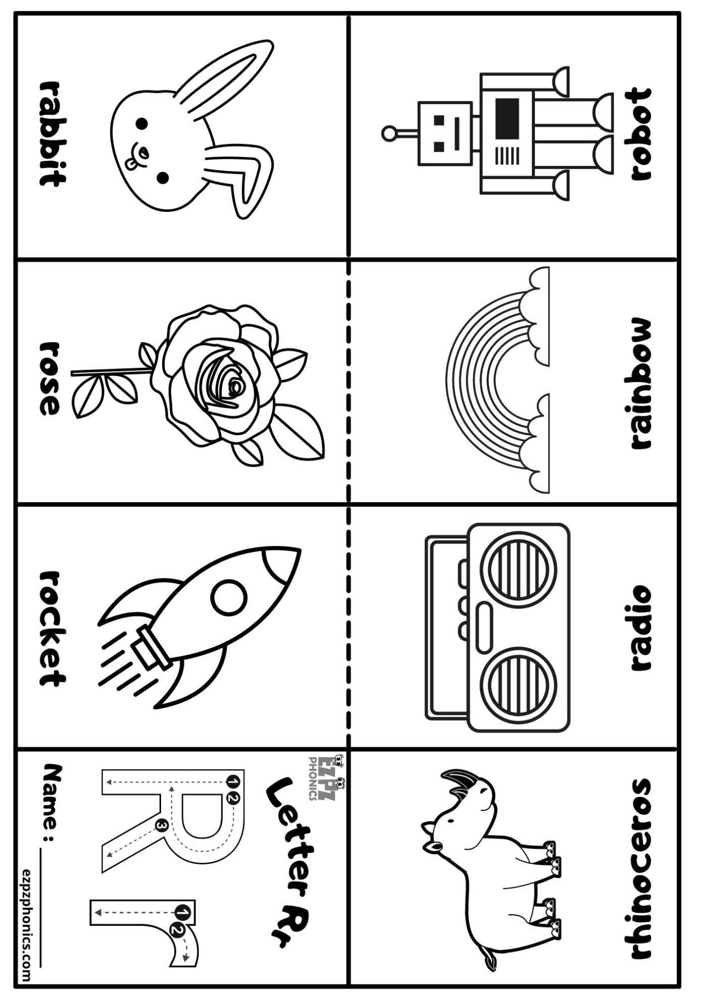 Letter R Mini Coloring Book Free Printable Pdf - Ezpzphonics pertaining to Free Printable Phonics Books