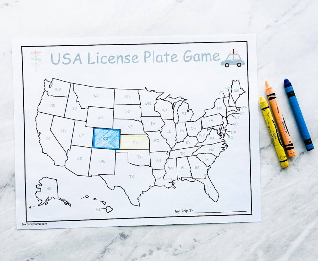 License Plate Game- Printable Road Trip Game For Kids - Fox Farm Home with regard to Free License Plate Game Printable