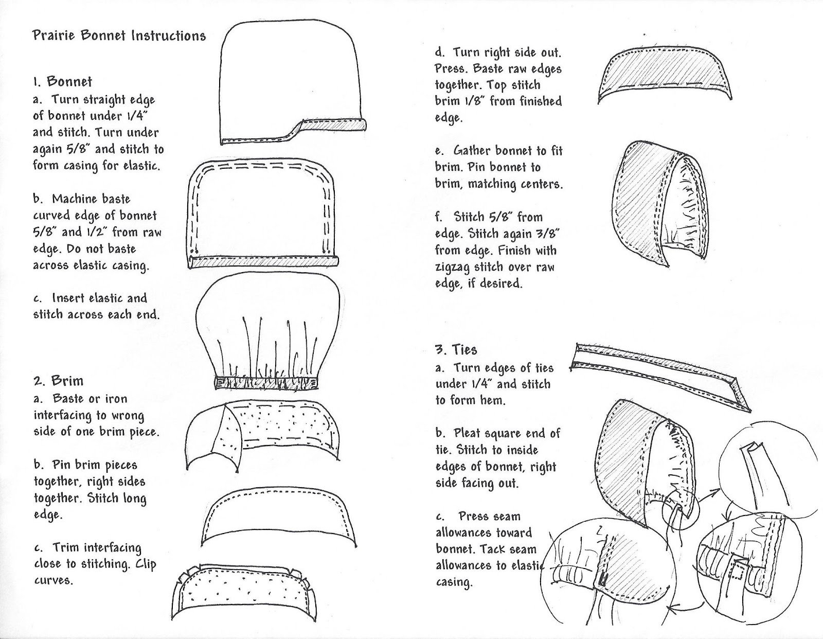 Little House Club Online: Instructions To Make Your Own Bonnet with Printable Pioneer Bonnet Pattern Free