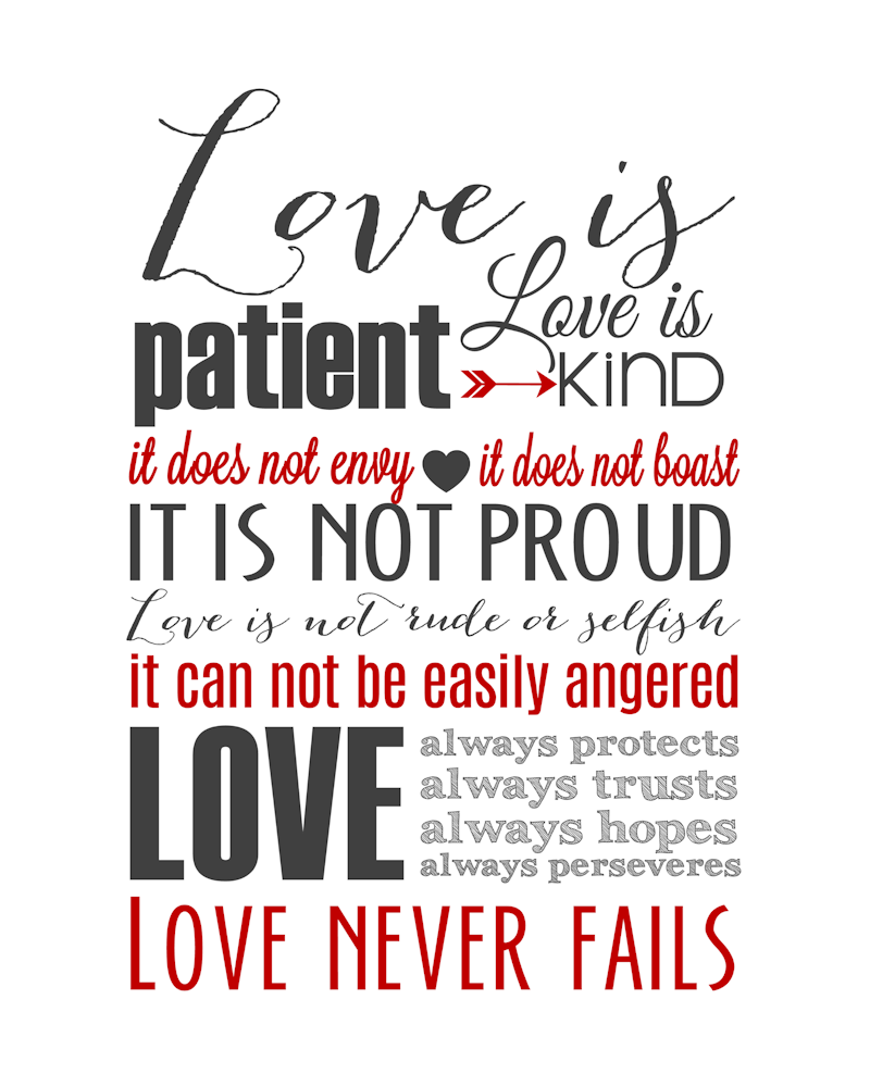 Love Is Patient Subway Art Printable {1 Corinthians 13} - The Girl inside 1 Corinthians 13 Free Printable