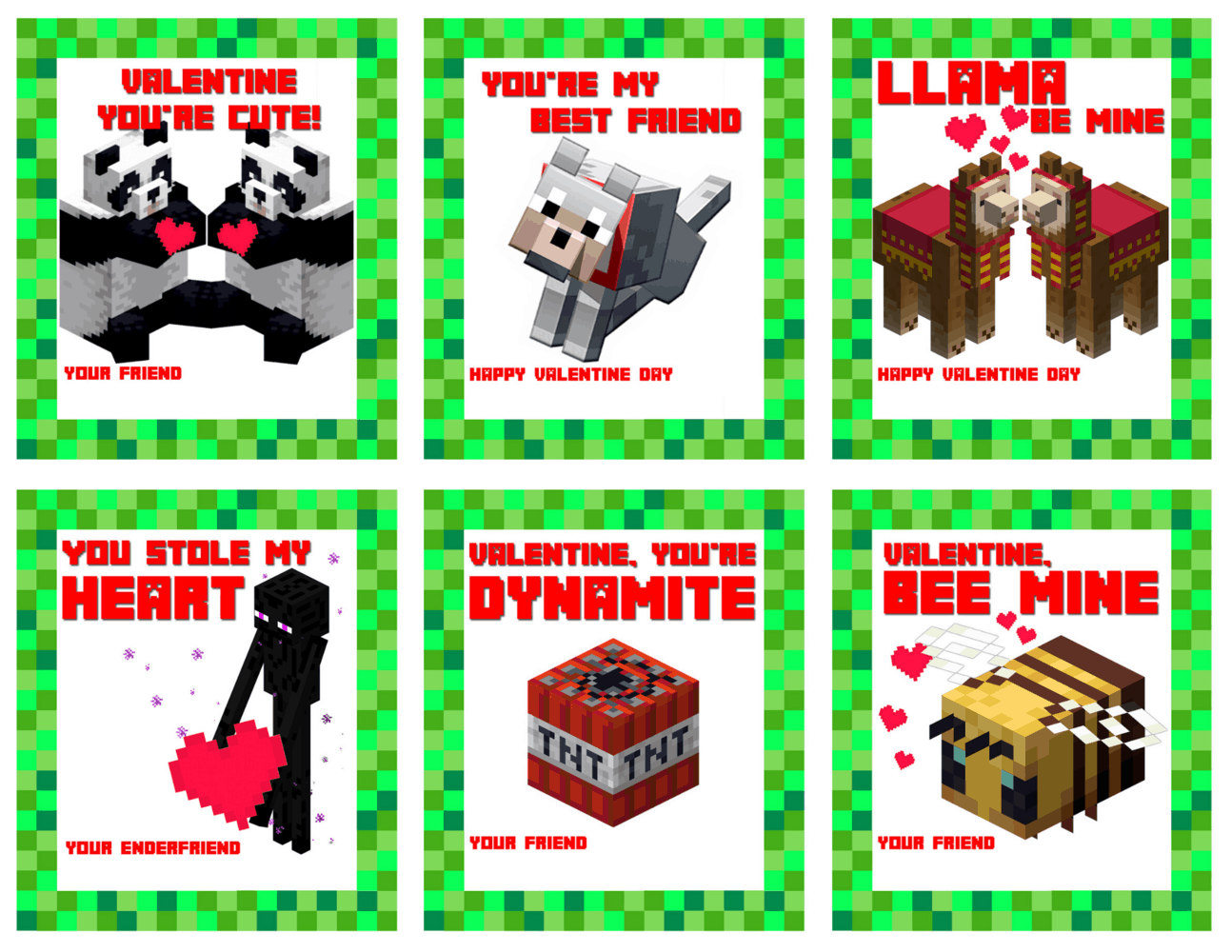 Make A Minecraft Valentine Cards For Your Kid&amp;#039;S Classroom with Minecraft Valentine Cards Printable Free