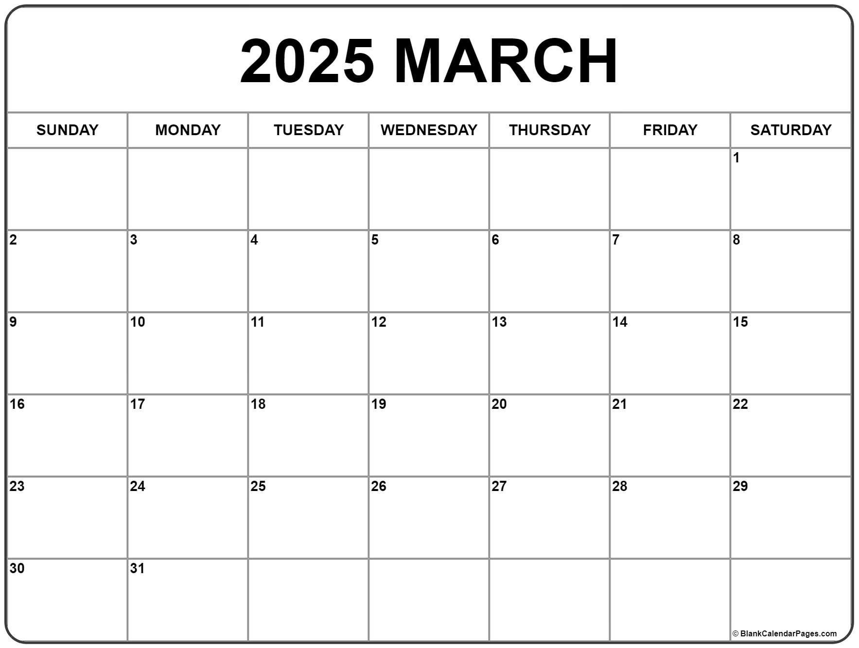 March 2025 Calendar | Free Printable Calendars inside Free Printable March 2025