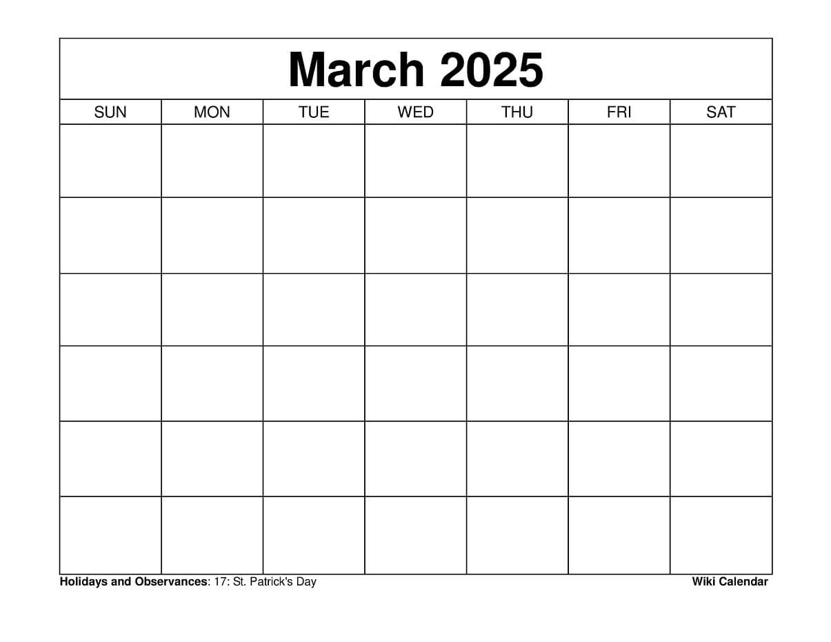 March 2025 Calendar - Printable Templates &amp;amp; More within Free Printable Calendar 2025 Wiki