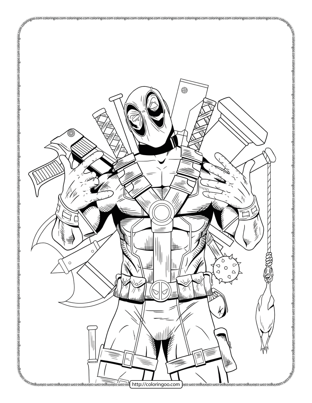 Marvel Deadpool Coloring Pages with regard to Free Printable Deadpool Coloring Pages