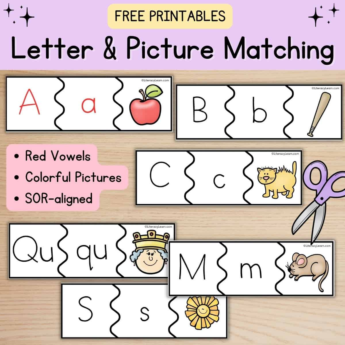 Match The Letters With Pictures - Free Printables - Literacy Learn with Letter Matching Free Printable