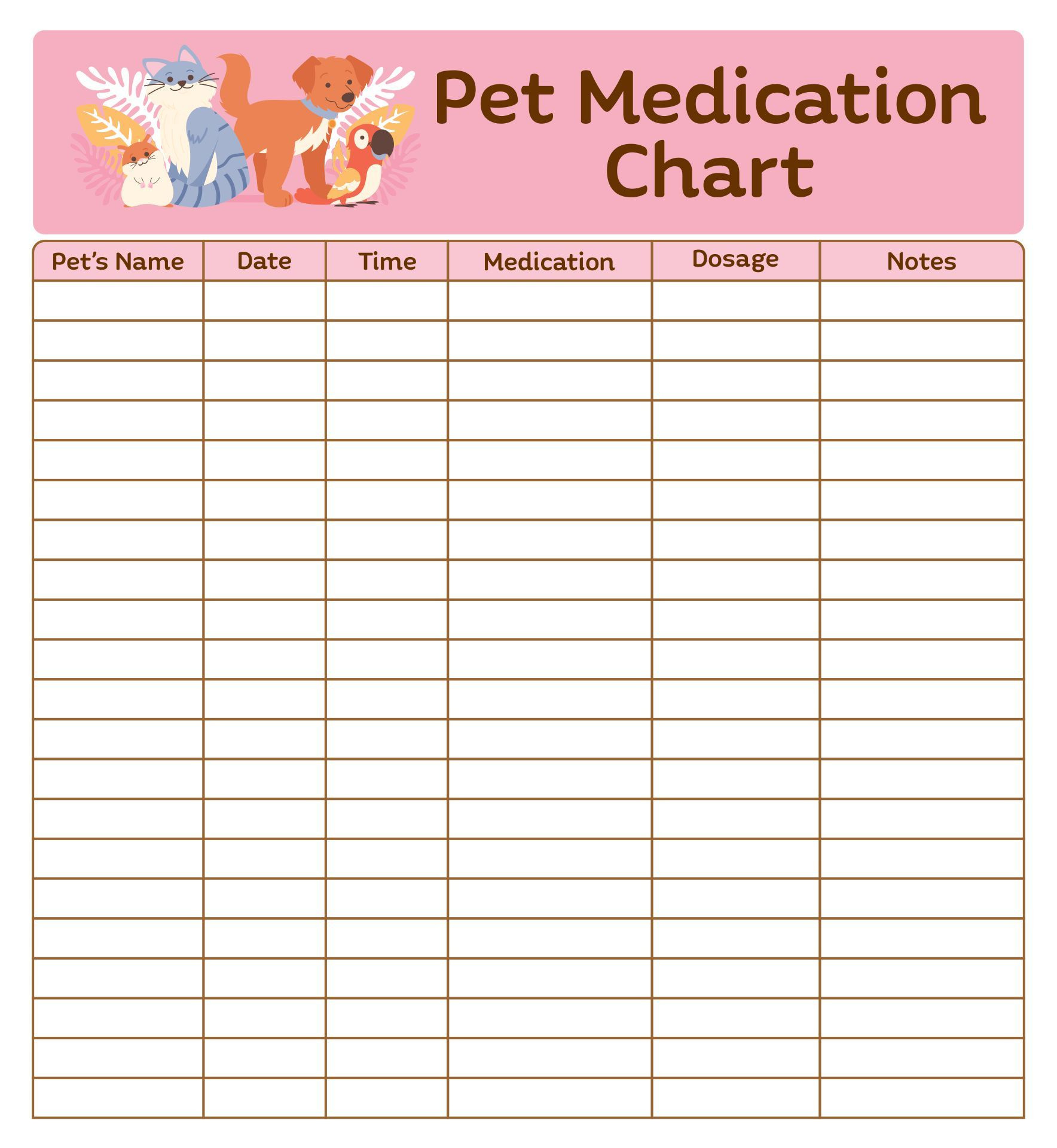 Medication Sheet - 10 Free Pdf Printables | Printablee in Free Printable Pet Medication Chart