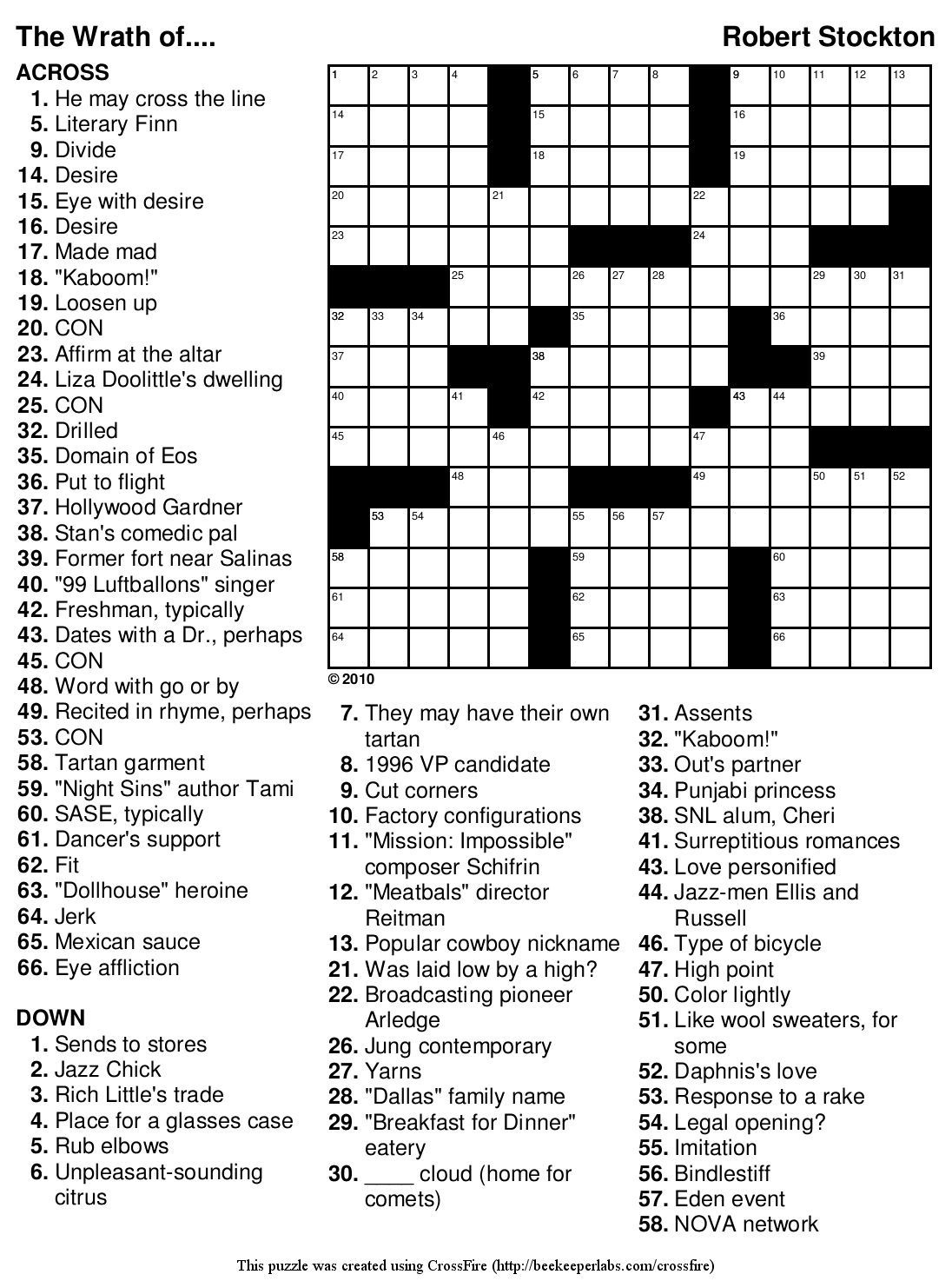 Medium Difficulty Printable Crossword Puzzles - Printable intended for Medium Crossword Puzzles Printable