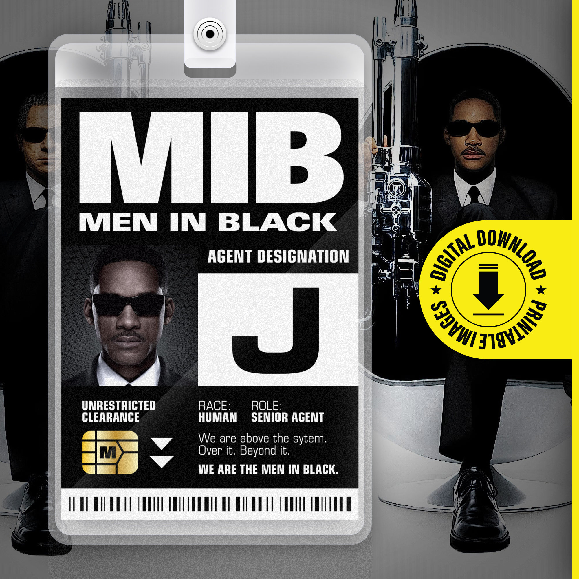 Mib Agent J Men In Black Id Badge Card Halloween Cosplay Costume for Badge Creator Free Printable Mib Badge Template