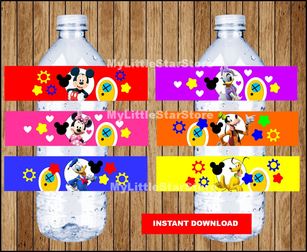 Mickey Mouse Bottle Labels, Printable Mickey Mouse Water Bottle in Mickey Mouse Water Bottle Labels Free Printable