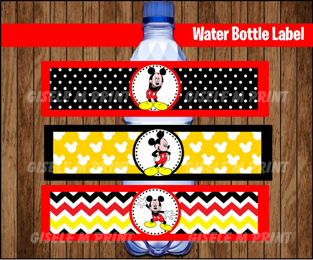 Mickey Mouse Water Bottle Label, Printable Mickey Mouse Water inside Mickey Mouse Water Bottle Labels Free Printable