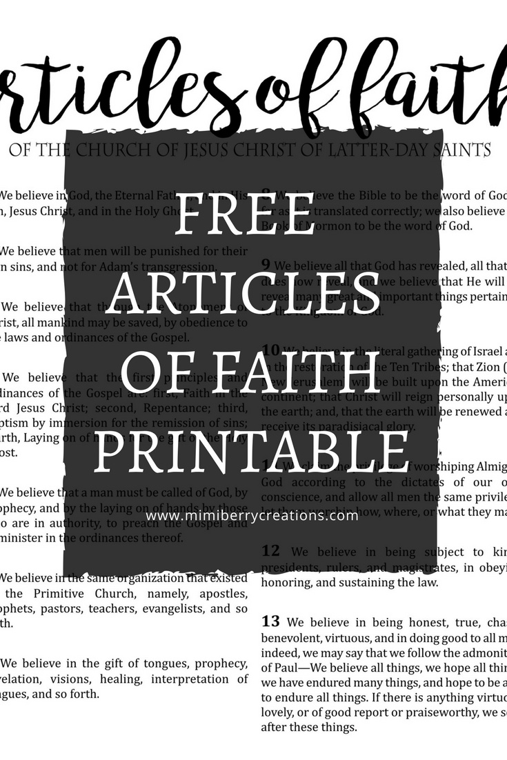 Mimiberry Creations: Free Articles Of Faith Large Printable within Articles Of Faith Printable Free