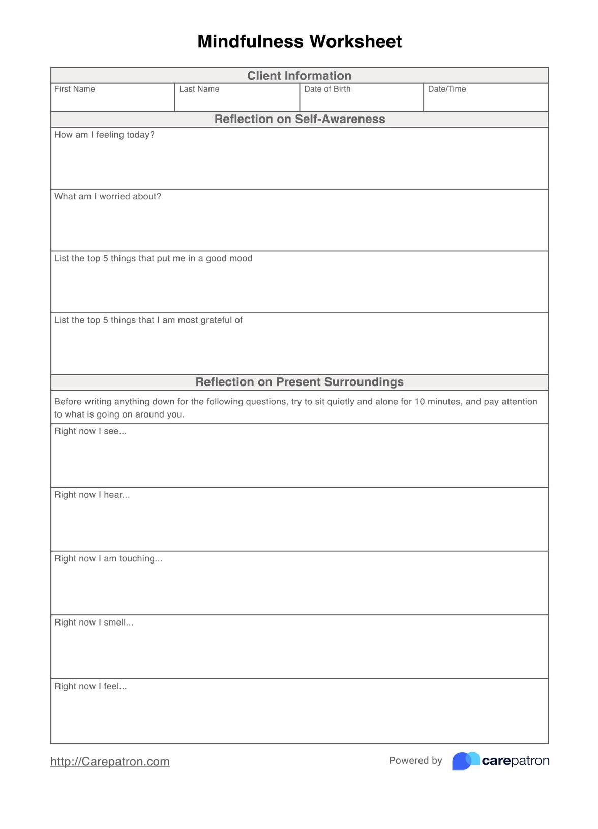 Mindfulness Worksheet &amp;amp; Example | Free Pdf Download within Free Printable Mindfulness Worksheets