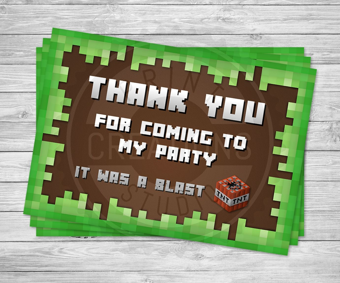 Minecraft Thank You Cards - Minecraft Birthday Party Supplies in Free Printable Minecraft Thank You Tags