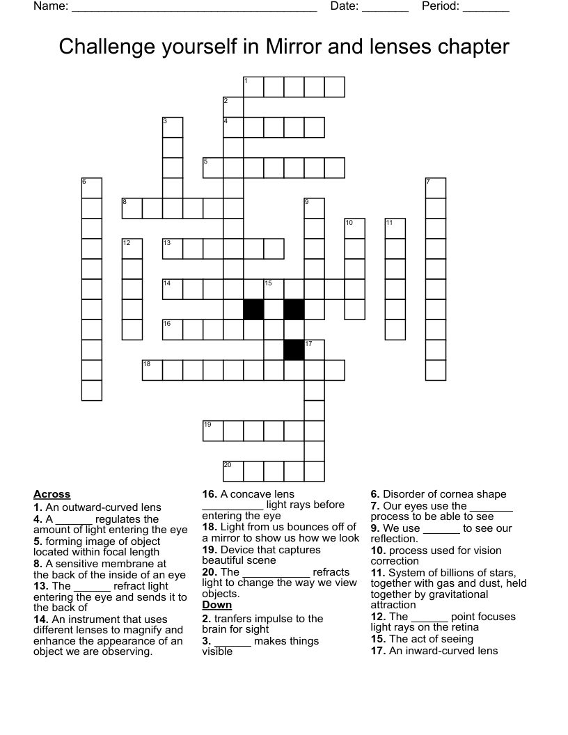 Mirroreyes Crossword On Sale inside Printable Crossword Puzzles Mirroreyes