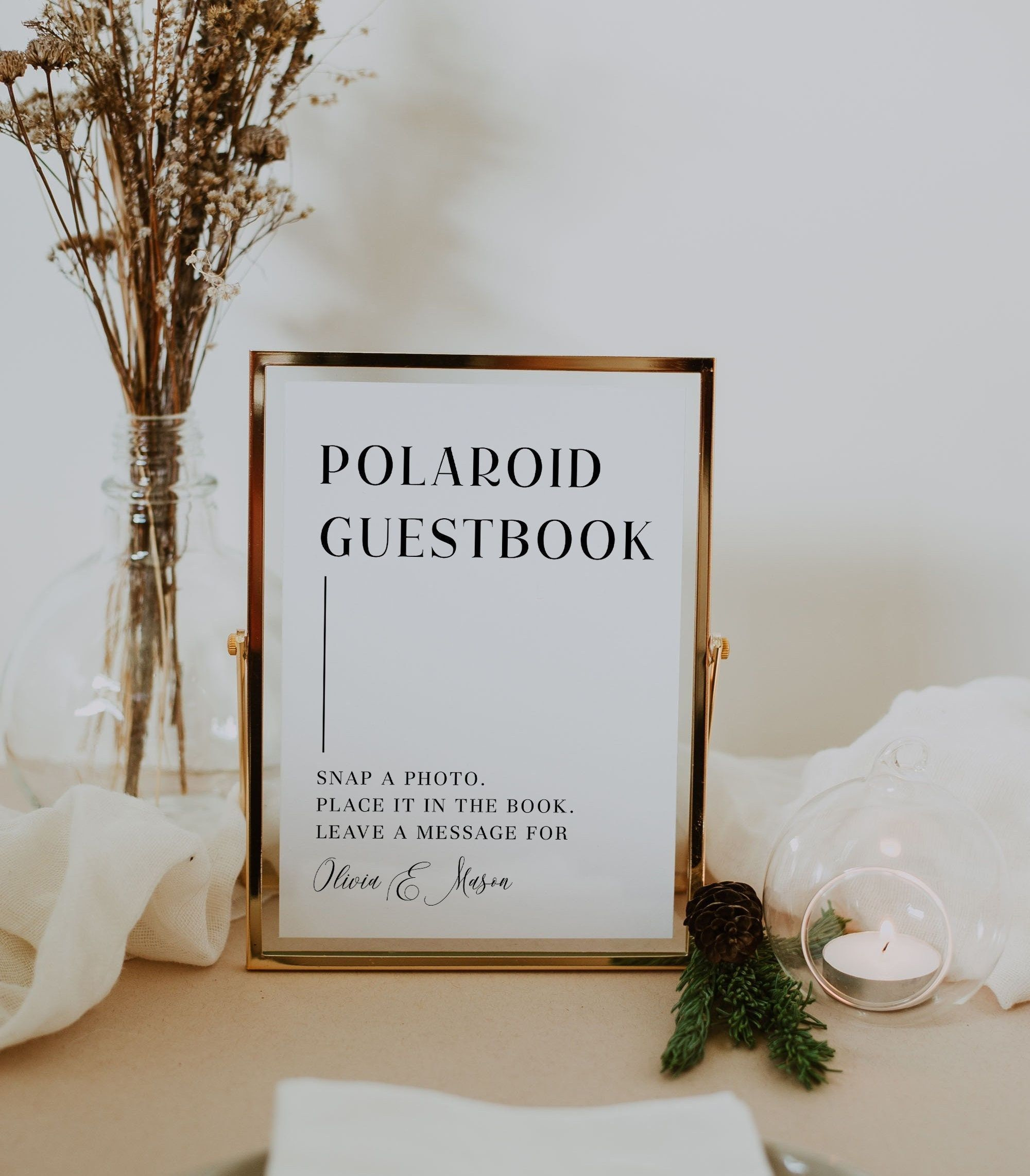 Modern Photo Guestbook Sign Template Download Minimalist Wedding within Polaroid Guest Book Sign Printable Free