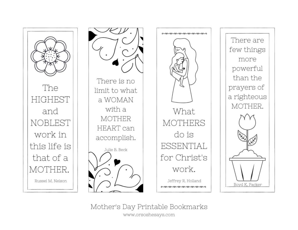 Mother&amp;#039;S Day Bookmark Printable ~ Ready To Color! - Or So She Says pertaining to Free Printable Mother&amp;amp;#039;s Day Bookmarks to Color