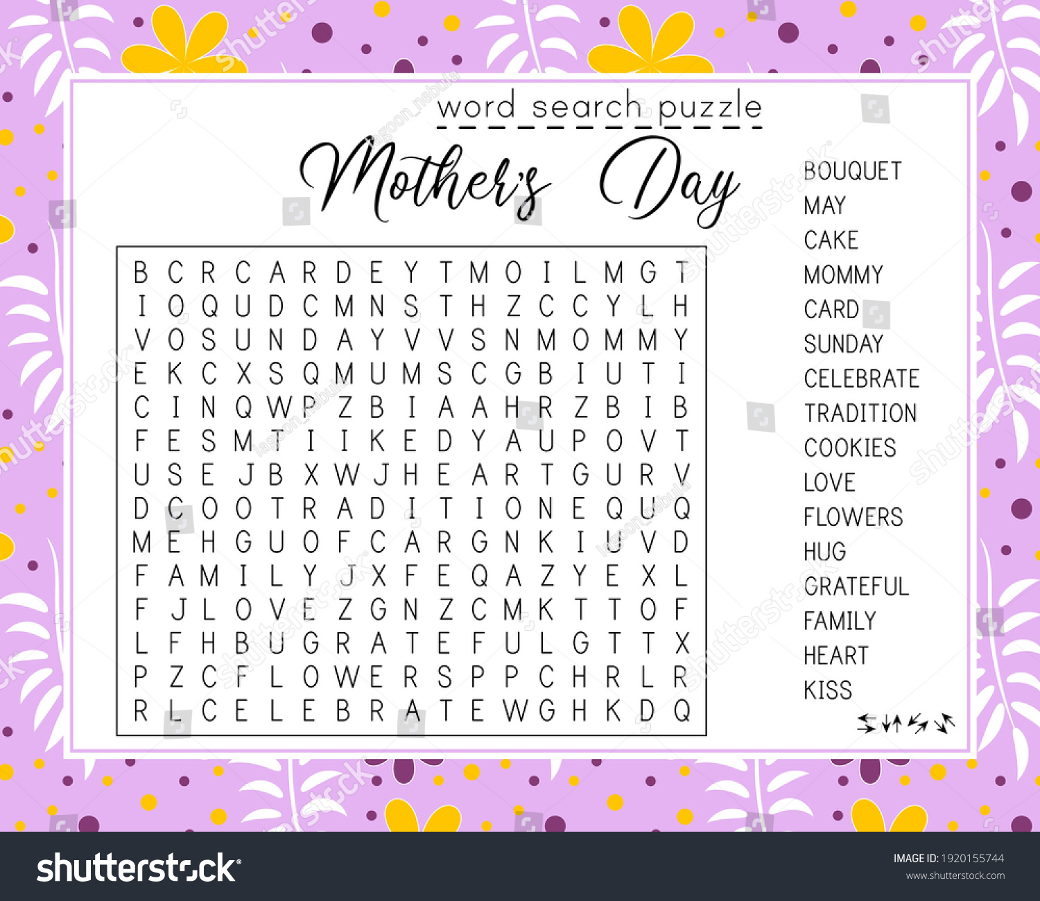 Mother&amp;#039;S Day Word Sdhc Search Puzzle for Mother&amp;#039;S Day Crossword Puzzles Printable